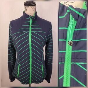 LULULEMON Jacket SZ 6* Forme Full Zip Womens Stripe Inkwell Blue Green Bean